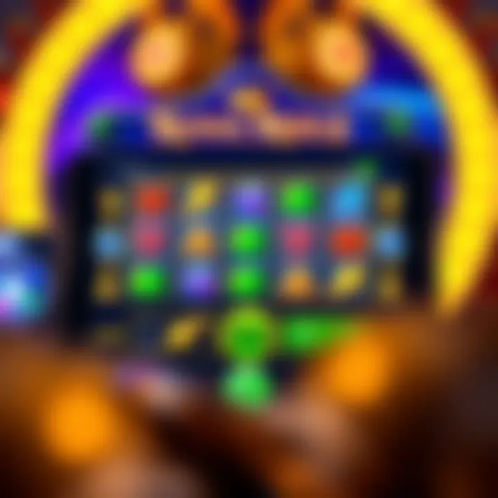 User interface of Royal Reels app displaying a colorful slot game with reels and symbols