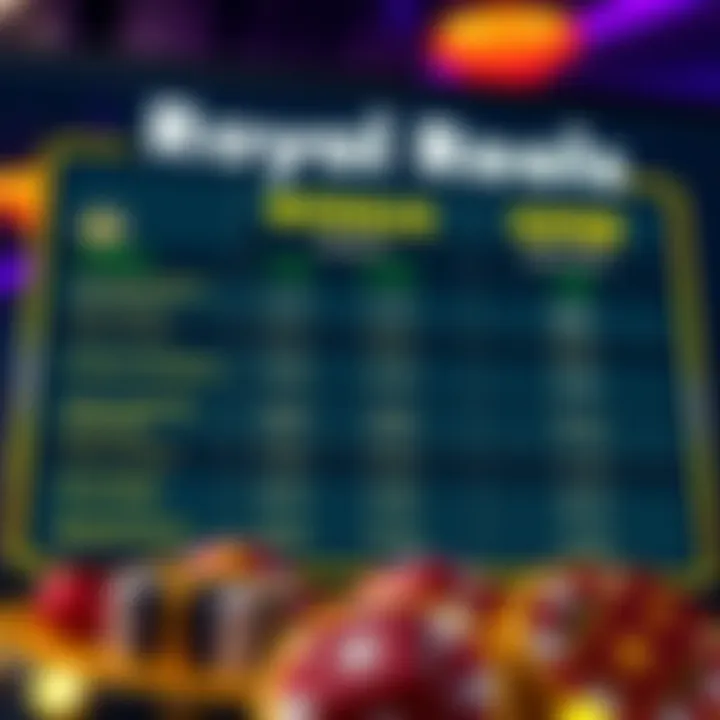 Comparison chart illustrating different online casino bonus offers