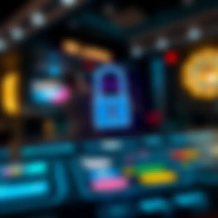 Secure online casino transaction with digital padlock and payment method icons