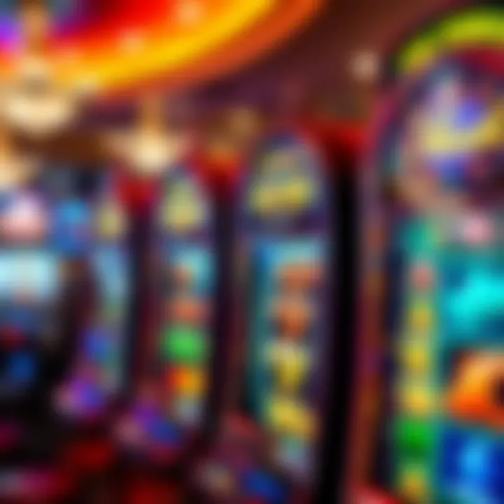 Colorful slot machine reels displaying various symbols with a sparkling casino backdrop