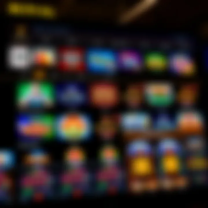 Online casino interface showing a variety of slot machines and table games