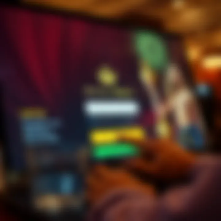 User entering login credentials on a digital casino platform