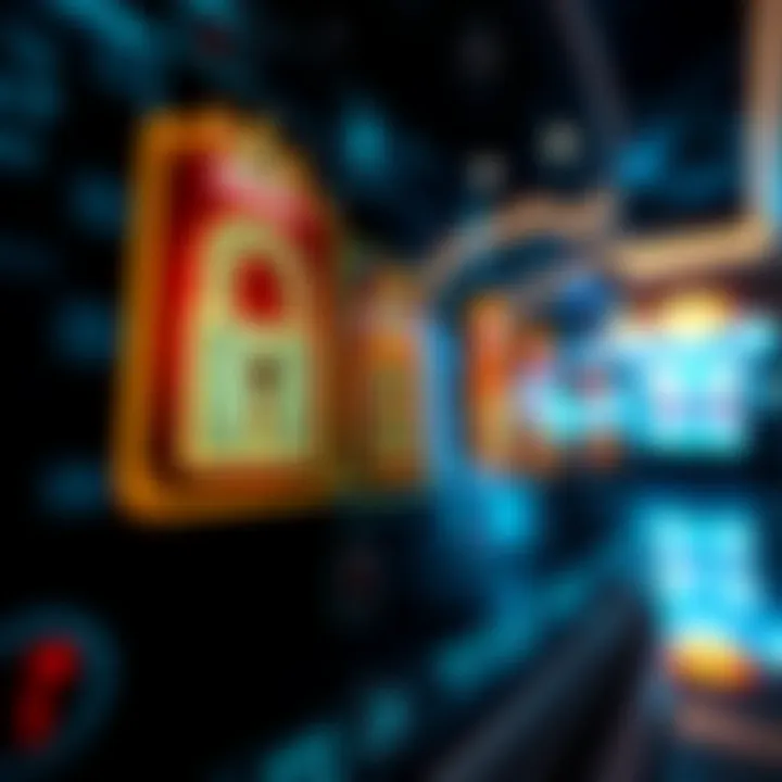 Secure online gambling environment with digital locks and bonus offer icons