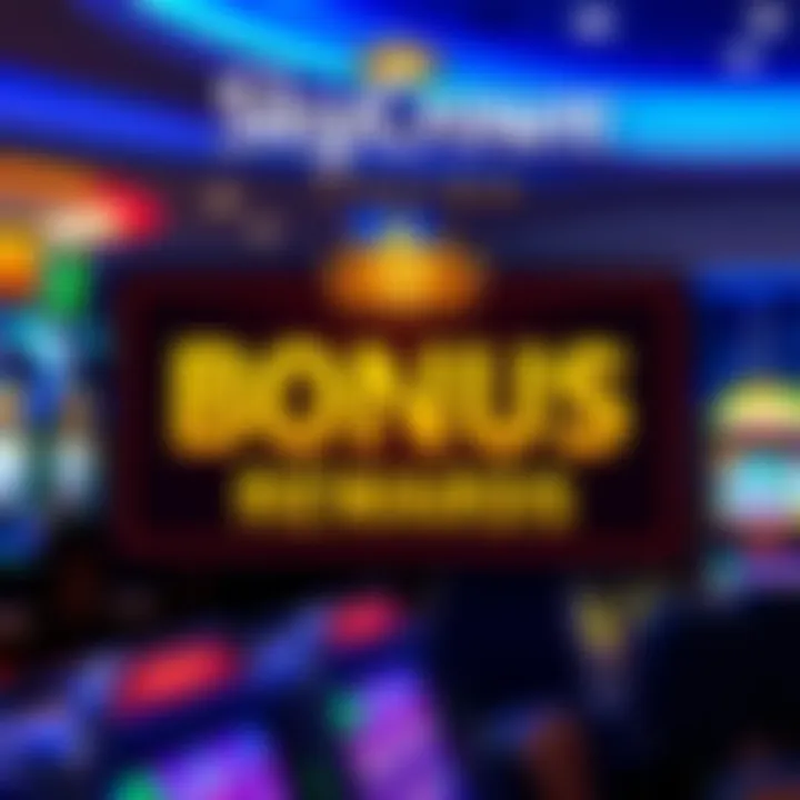 Visual depiction of bonus rewards such as free spins and bonus cash in a gaming environment