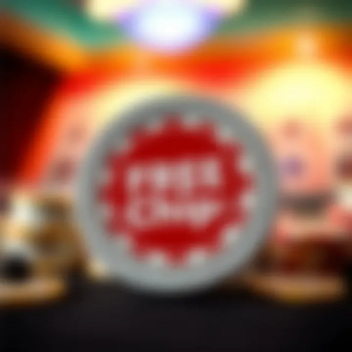 Illustration of a casino chip with a no deposit badge indicating bonus offer