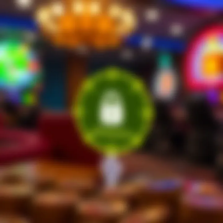 Graphic depicting a secure transaction with icons representing security measures and responsible gaming practices
