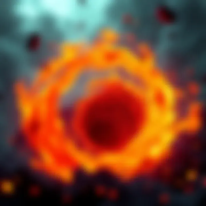Illustration depicting swirling fiery vortex symbolizing the concept of hellspin in Australia