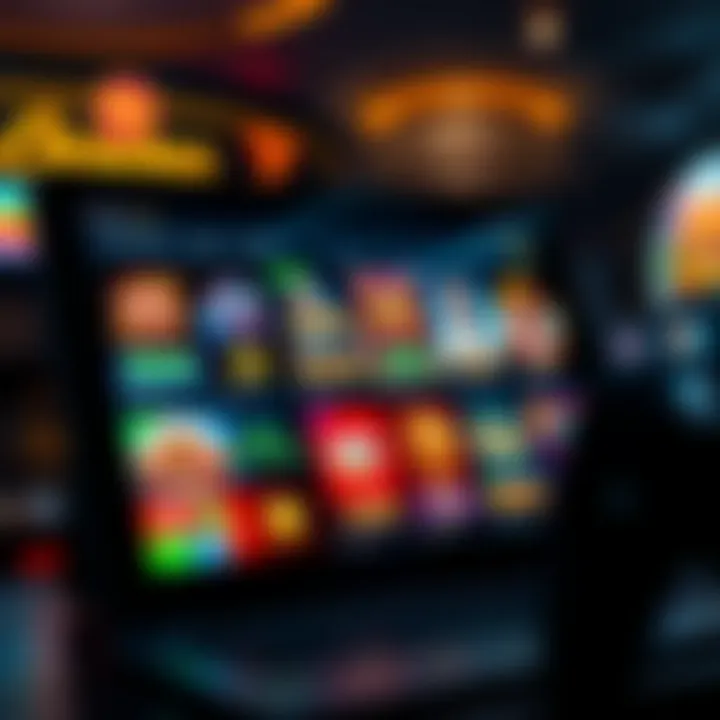 Variety of Online Casino Games at National Casino 7 Selection of colorful online casino games displayed on a digital device screen