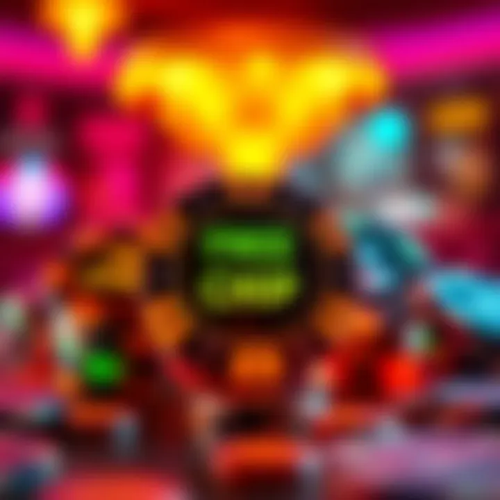 Illustration of casino chips glowing with vibrant colors symbolizing PlayAmo free chip bonuses