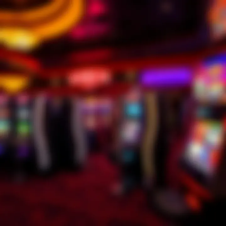 Brightly lit gaming machines lined up inside an Australian casino environment