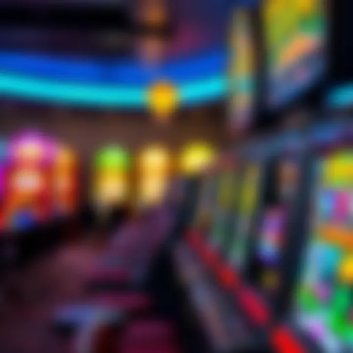 Colorful pokies machines with spinning reels and bright lights in an Australian casino
