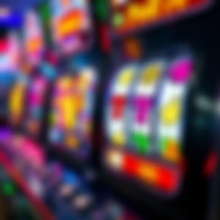 Colorful slot machine reels showing various symbols and a winning combination