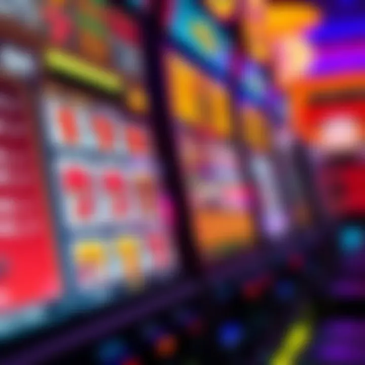 Close-up of a digital interface displaying live pokies with vibrant reels and betting options