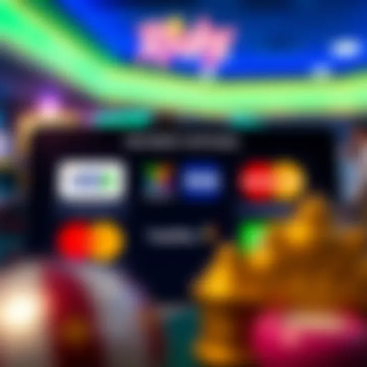 Illustration of various digital payment icons representing different withdrawal methods at an online casino