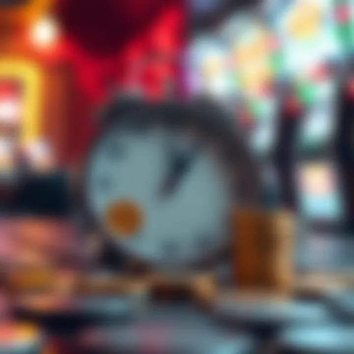 Withdrawal Duration and Approval Timing at Ricky Casino Visual representation of a clock with coins symbolizing the varying withdrawal durations and approval times at Ricky Casino
