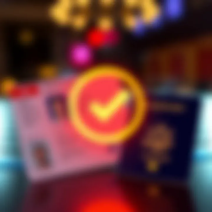 Graphic showing verification documents such as ID cards and passport alongside a secure checkmark symbol